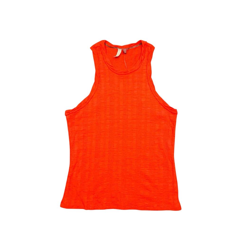 Anthropologie Pilcro Ribbed Tank Top L Red Cotton Blend Colorful Tomato Girl